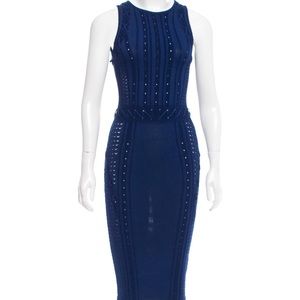Ronny Kobo Crew Neck Knit Navy Needle Stitch Sleeveless Dress- xSmall
